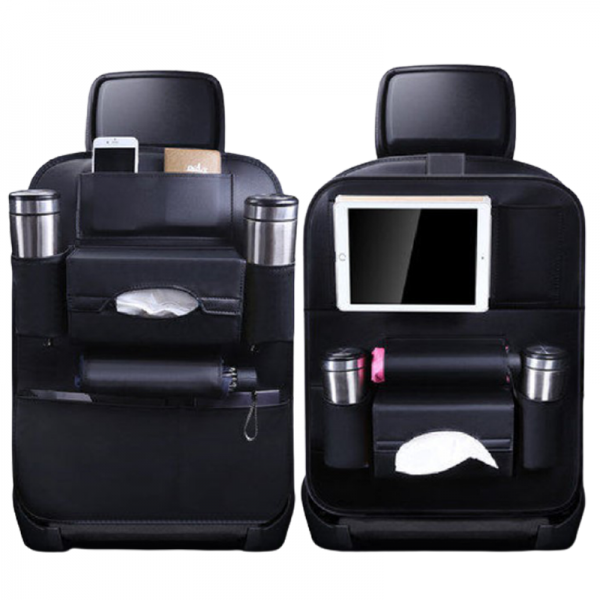 汽車多功能皮革椅背收納袋(黑色) 置物 椅背掛袋 車用 汽車收納 後座收納 儲物袋 收納袋